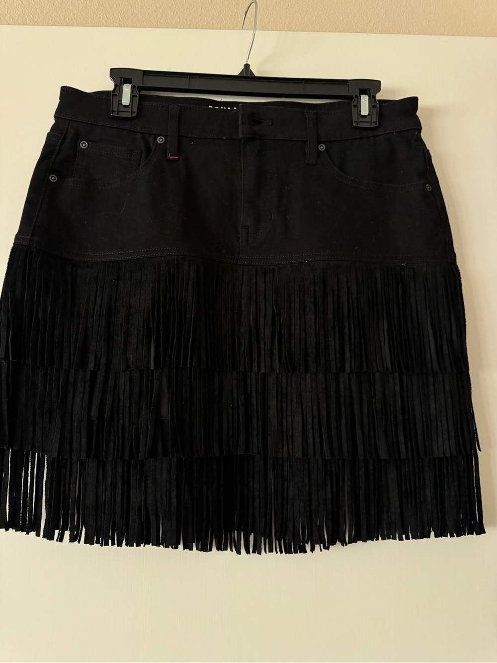 Idyllwind Black Tiered Fringe Mini Skirt
